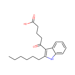 CCCCCCc1[nH]c2ccccc2c1C(=O)CCCC(=O)O ZINC000103270865