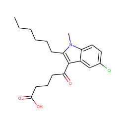 CCCCCCc1c(C(=O)CCCC(=O)O)c2cc(Cl)ccc2n1C ZINC000103270870