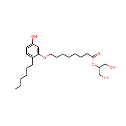 CCCCCCc1ccc(O)cc1OCCCCCCCC(=O)OC(CO)CO ZINC000073159877