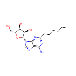 CCCCCCc1nc(N)c2ncn([C@@H]3O[C@H](CO)[C@@H](O)[C@H]3O)c2n1 ZINC000013861859