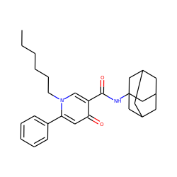 CCCCCCn1cc(C(=O)NC23CC4CC(CC(C4)C2)C3)c(=O)cc1-c1ccccc1 ZINC000066259846