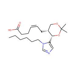 CCCCCCn1cncc1[C@H]1OC(C)(C)OC[C@H]1C/C=C\CCC(=O)O ZINC000036242158