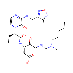 CCCCCN(C)CNCC(=O)[C@H](CC(=O)O)NC(=O)[C@@H](CC)n1ccnc(NCc2nonc2C)c1=O ZINC000028135948