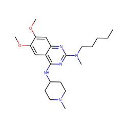 CCCCCN(C)c1nc(NC2CCN(C)CC2)c2cc(OC)c(OC)cc2n1 ZINC001772643304