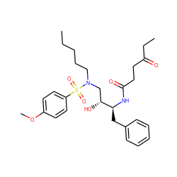 CCCCCN(C[C@@H](O)[C@H](Cc1ccccc1)NC(=O)CCC(=O)CC)S(=O)(=O)c1ccc(OC)cc1 ZINC000040847413