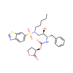 CCCCCN(C[C@@H](O)[C@H](Cc1ccccc1)NC(=O)O[C@@H]1CCOC1=O)S(=O)(=O)c1ccc2ncsc2c1 ZINC000095552411