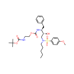 CCCCCN(C[C@@H](O)[C@H](Cc1ccccc1)NC(=O)OCCNC(=O)OC(C)(C)C)S(=O)(=O)c1ccc(OC)cc1 ZINC000095555422