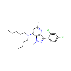 CCCCCN(CCCC)c1cc(C)nc2c(-c3ccc(Cl)cc3Cl)nn(C)c12 ZINC000013553423