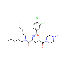 CCCCCN(CCCCC)C(=O)[C@@H](CCC(=O)N1CCN(C)CC1)NC(=O)c1ccc(Cl)c(Cl)c1 ZINC000027984293