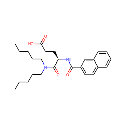 CCCCCN(CCCCC)C(=O)[C@@H](CCC(=O)O)NC(=O)c1ccc2ccccc2c1 ZINC000003780994