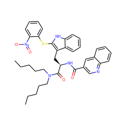 CCCCCN(CCCCC)C(=O)[C@@H](Cc1c(Sc2ccccc2[N+](=O)[O-])[nH]c2ccccc12)NC(=O)c1cnc2ccccc2c1 ZINC000027081262