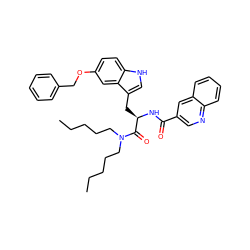 CCCCCN(CCCCC)C(=O)[C@@H](Cc1c[nH]c2ccc(OCc3ccccc3)cc12)NC(=O)c1cnc2ccccc2c1 ZINC000026986375