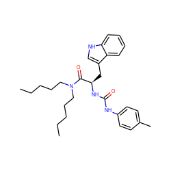 CCCCCN(CCCCC)C(=O)[C@@H](Cc1c[nH]c2ccccc12)NC(=O)Nc1ccc(C)cc1 ZINC000013447065