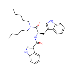 CCCCCN(CCCCC)C(=O)[C@@H](Cc1c[nH]c2ccccc12)NC(=O)c1c[nH]c2ccccc12 ZINC000013447051