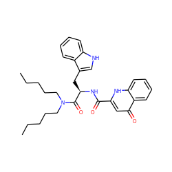 CCCCCN(CCCCC)C(=O)[C@@H](Cc1c[nH]c2ccccc12)NC(=O)c1cc(=O)c2ccccc2[nH]1 ZINC000013447042