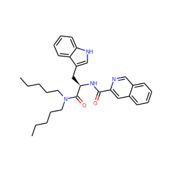 CCCCCN(CCCCC)C(=O)[C@@H](Cc1c[nH]c2ccccc12)NC(=O)c1cc2ccccc2cn1 ZINC000013447037