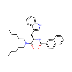 CCCCCN(CCCCC)C(=O)[C@@H](Cc1c[nH]c2ccccc12)NC(=O)c1ccc2ccccc2c1 ZINC000013447024