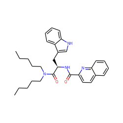 CCCCCN(CCCCC)C(=O)[C@@H](Cc1c[nH]c2ccccc12)NC(=O)c1ccc2ccccc2n1 ZINC000013447013