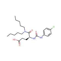 CCCCCN(CCCCC)C(=O)[C@H](CCC(=O)O)NC(=O)Nc1ccc(Cl)cc1 ZINC000003780005