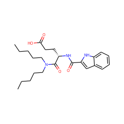 CCCCCN(CCCCC)C(=O)[C@H](CCC(=O)O)NC(=O)c1cc2ccccc2[nH]1 ZINC000003803658