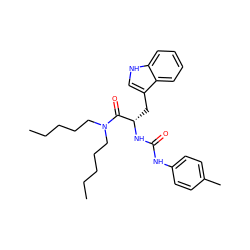 CCCCCN(CCCCC)C(=O)[C@H](Cc1c[nH]c2ccccc12)NC(=O)Nc1ccc(C)cc1 ZINC000013447068