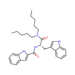 CCCCCN(CCCCC)C(=O)[C@H](Cc1c[nH]c2ccccc12)NC(=O)c1cc2ccccc2[nH]1 ZINC000013447007