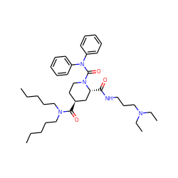 CCCCCN(CCCCC)C(=O)[C@H]1CCN(C(=O)N(c2ccccc2)c2ccccc2)[C@H](C(=O)NCCCN(CC)CC)C1 ZINC000027656602