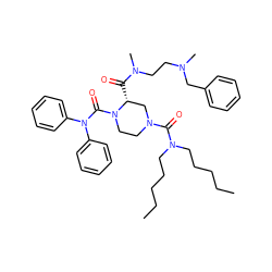 CCCCCN(CCCCC)C(=O)N1CCN(C(=O)N(c2ccccc2)c2ccccc2)[C@H](C(=O)N(C)CCN(C)Cc2ccccc2)C1 ZINC000003915807