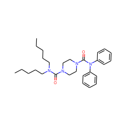 CCCCCN(CCCCC)C(=O)N1CCN(C(=O)N(c2ccccc2)c2ccccc2)CC1 ZINC000026159890