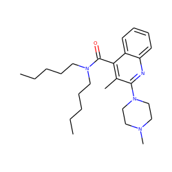 CCCCCN(CCCCC)C(=O)c1c(C)c(N2CCN(C)CC2)nc2ccccc12 ZINC000013644283