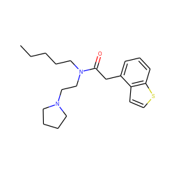 CCCCCN(CCN1CCCC1)C(=O)Cc1cccc2sccc12 ZINC000029396436