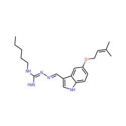 CCCCCN/C(N)=N/N=C/c1c[nH]c2ccc(OCC=C(C)C)cc12 ZINC000013741856