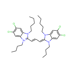 CCCCCN1/C(=C\C=C\c2n(CCCCC)c3cc(Cl)c(Cl)cc3[n+]2CCCC)N(CCCC)c2cc(Cl)c(Cl)cc21 ZINC000150455480