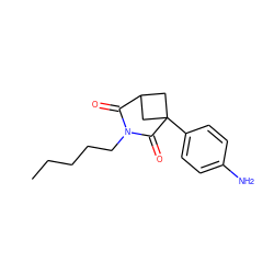 CCCCCN1C(=O)C2CC(c3ccc(N)cc3)(C2)C1=O ZINC000013821338