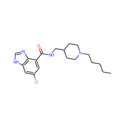 CCCCCN1CCC(CNC(=O)c2cc(Cl)cc3[nH]cnc23)CC1 ZINC000013491753