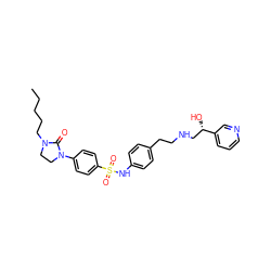 CCCCCN1CCN(c2ccc(S(=O)(=O)Nc3ccc(CCNC[C@H](O)c4cccnc4)cc3)cc2)C1=O ZINC000027865308