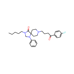 CCCCCN1CN(c2ccccc2)C2(CCN(CCCC(=O)c3ccc(F)cc3)CC2)C1=O ZINC000013448514