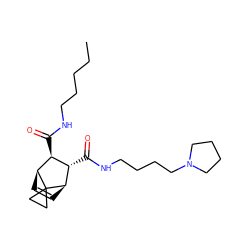 CCCCCNC(=O)[C@@H]1[C@@H]2C=C[C@H]([C@H]1C(=O)NCCCCN1CCCC1)C21CC1 ZINC000168309111