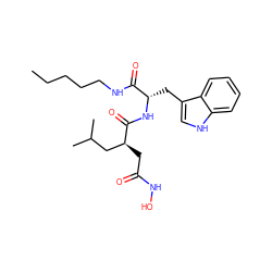 CCCCCNC(=O)[C@H](Cc1c[nH]c2ccccc12)NC(=O)[C@@H](CC(=O)NO)CC(C)C ZINC000003780027