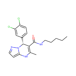 CCCCCNC(=O)C1=C(C)Nc2ccnn2[C@@H]1c1ccc(Cl)c(Cl)c1 ZINC000040412873