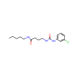 CCCCCNC(=O)CCCNC(=O)Nc1cccc(Cl)c1 ZINC000013560461