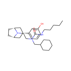 CCCCCNC(=O)N(CCN1[C@H]2CC[C@@H]1C[C@H](c1cccc(O)c1)C2)CC1CCCCC1 ZINC000117298166