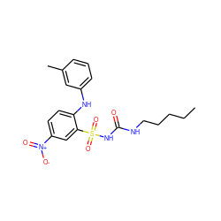 CCCCCNC(=O)NS(=O)(=O)c1cc([N+](=O)[O-])ccc1Nc1cccc(C)c1 ZINC000036190318