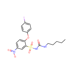 CCCCCNC(=O)NS(=O)(=O)c1cc([N+](=O)[O-])ccc1Oc1ccc(I)cc1 ZINC000028710497