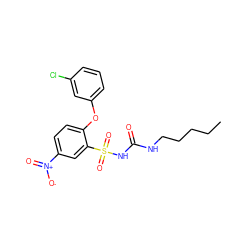 CCCCCNC(=O)NS(=O)(=O)c1cc([N+](=O)[O-])ccc1Oc1cccc(Cl)c1 ZINC000028710479