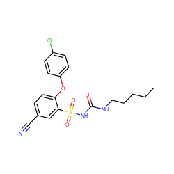 CCCCCNC(=O)NS(=O)(=O)c1cc(C#N)ccc1Oc1ccc(Cl)cc1 ZINC000096272690