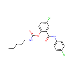 CCCCCNC(=O)Oc1ccc(Cl)cc1C(=O)Nc1ccc(Cl)cc1 ZINC000045367976