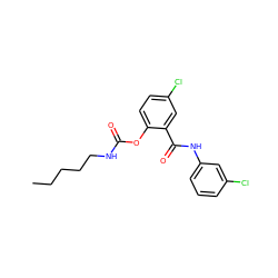 CCCCCNC(=O)Oc1ccc(Cl)cc1C(=O)Nc1cccc(Cl)c1 ZINC000045373433