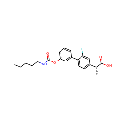 CCCCCNC(=O)Oc1cccc(-c2ccc([C@@H](C)C(=O)O)cc2F)c1 ZINC000143601999