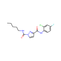 CCCCCNC(=O)n1ccc(C(=O)Nc2ccc(F)cc2Cl)n1 ZINC000139640790